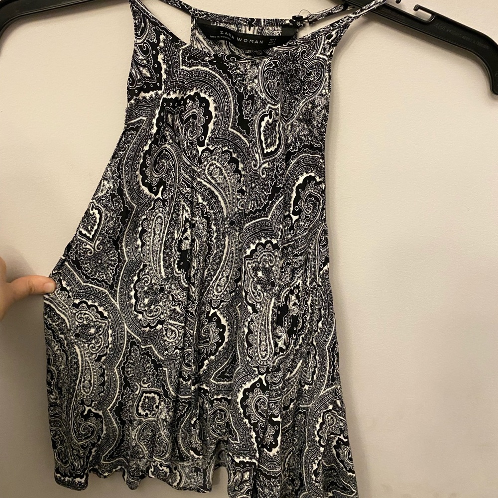 Black floral halter top from Zara, small